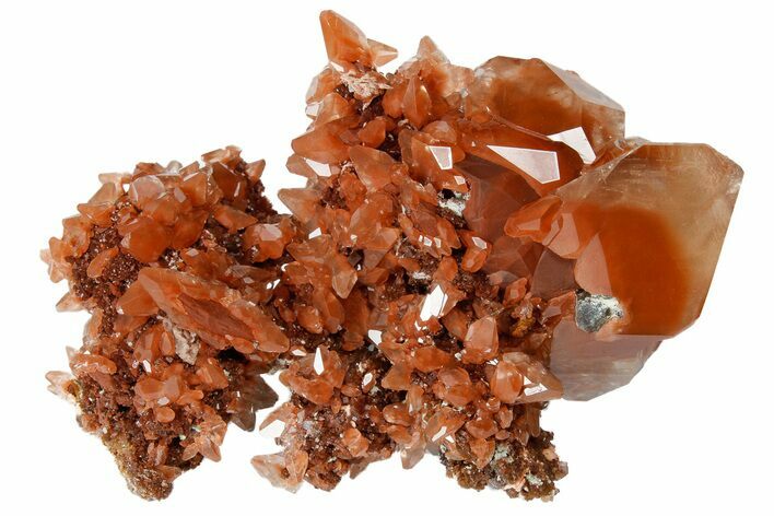 Calcite Crystal Cluster with Hematite Phantoms - Fluorescent! #182463